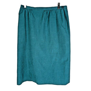 Vintage Pendleton Country Sophisticates Midi Skirt Kelly Green Silk Blend USA 14